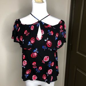 Express Floral Cold Shoulder Top